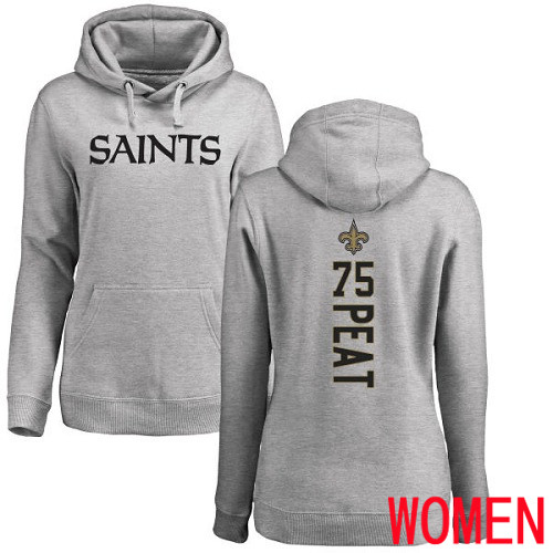 New Orleans Saints Ash Women Andrus Peat Backer NFL Football 75 Pullover Hoodie Sweatshirts